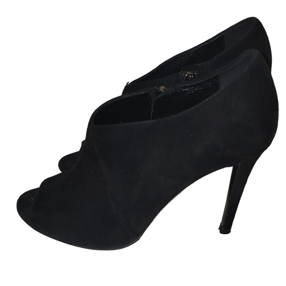 Diane Von Furstenberg Shoes - Diane von Furstenberg Violet Black peep toe suede bootie heels